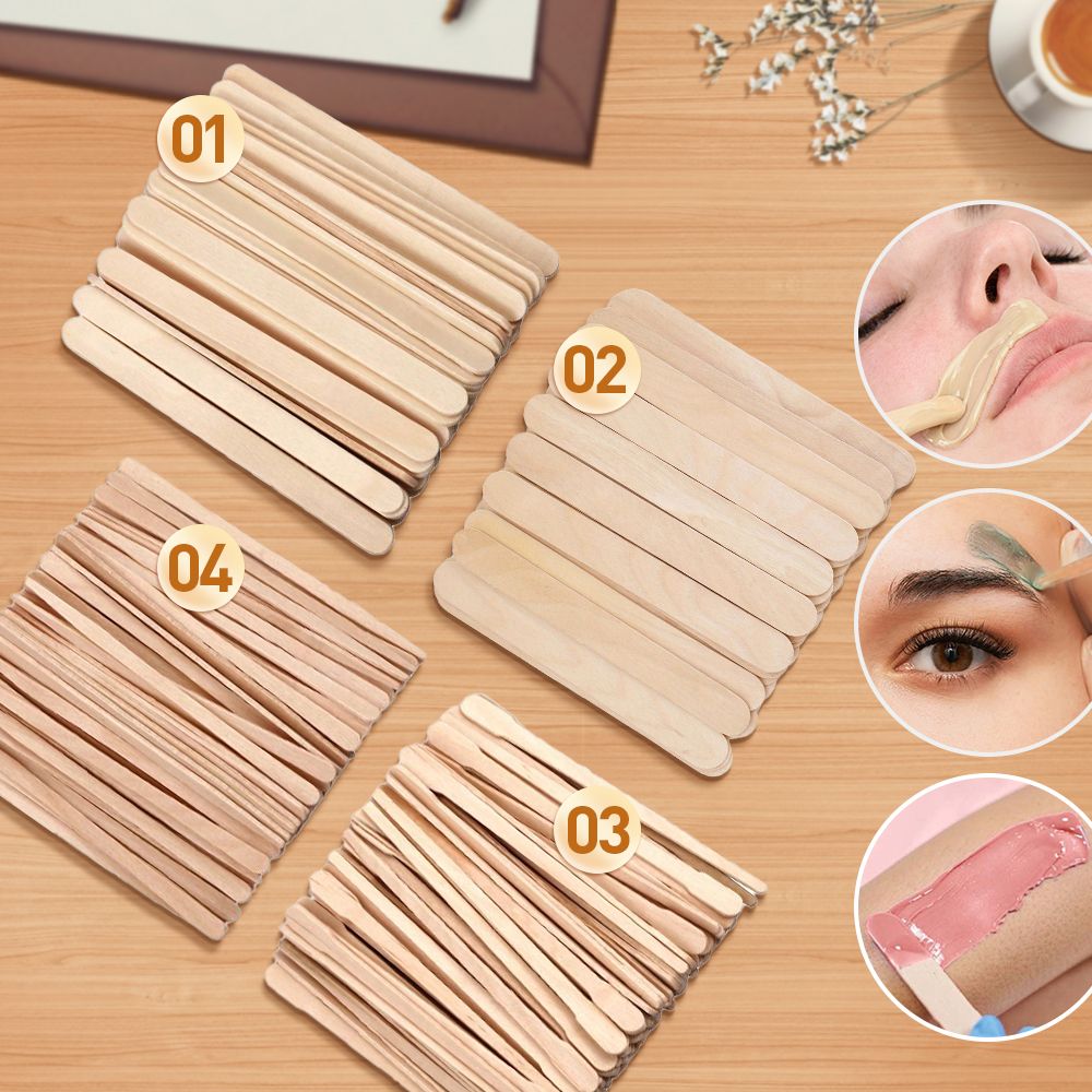 Hair Wax Stick - 500/200/100 قطعة عصا إزالة الشعر الخشبية
