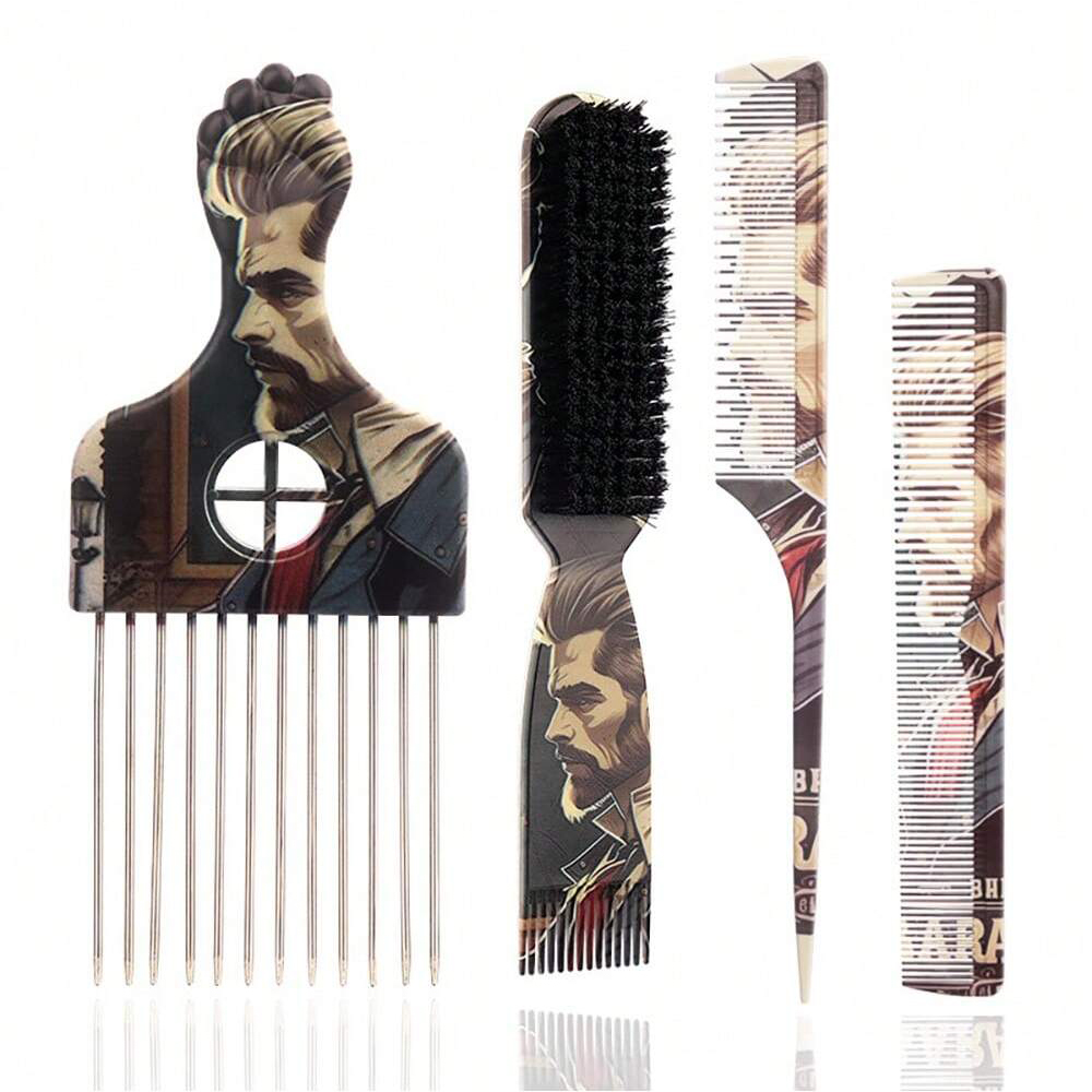 Shaving Brush Set - 4 قطع مجموعة أدوات تصفيف الشعر