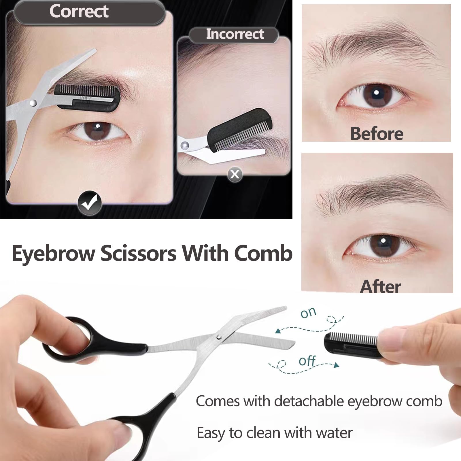 مقص حواجب مع مشط لتشذيب شعر ال - مراجعة Grooming Men'S Eyebrows وسعره